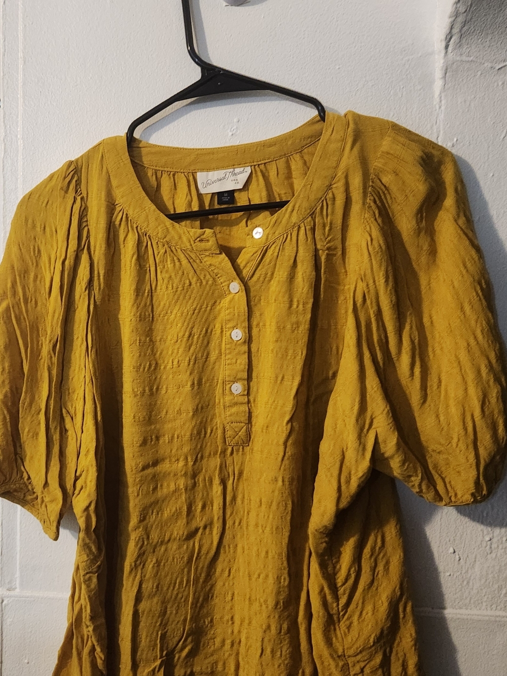 Universal Thread Mustard Button-Placket Peasant Tunic